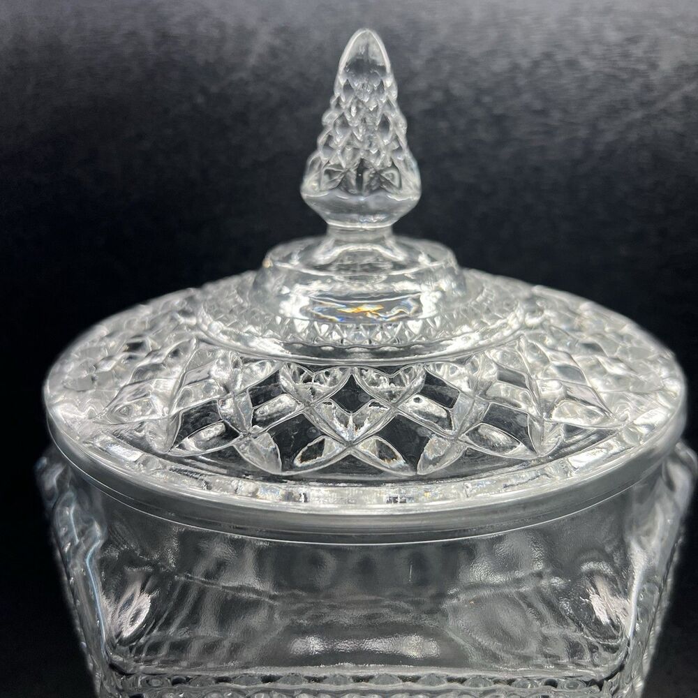 Anchor Hocking Wexford Cookie Jar w/ Lid Cut Glass 1960’s MCM Regency - Picture 8 of 12